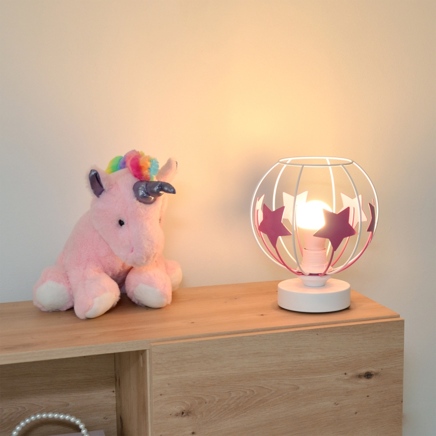 Dečija stona lampa STARS 1xE27/15W/230V roze/bela