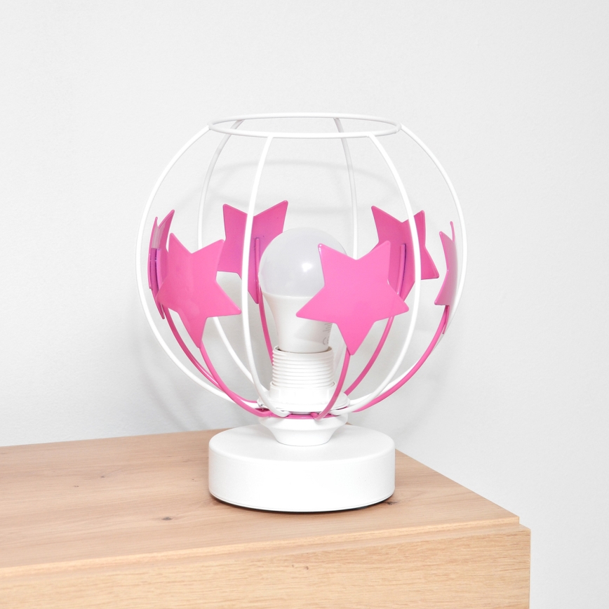 Dečija stona lampa STARS 1xE27/15W/230V roze/bela