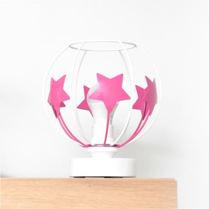 Dečija stona lampa STARS 1xE27/15W/230V roze/bela