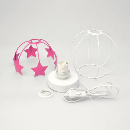 Dečija stona lampa STARS 1xE27/15W/230V roze/bela