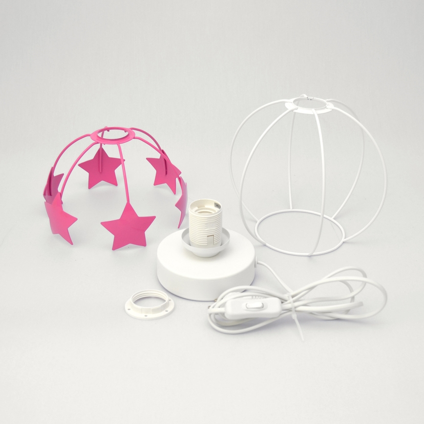 Dečija stona lampa STARS 1xE27/15W/230V roze/bela