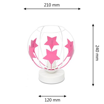 Dečija stona lampa STARS 1xE27/15W/230V roze/bela
