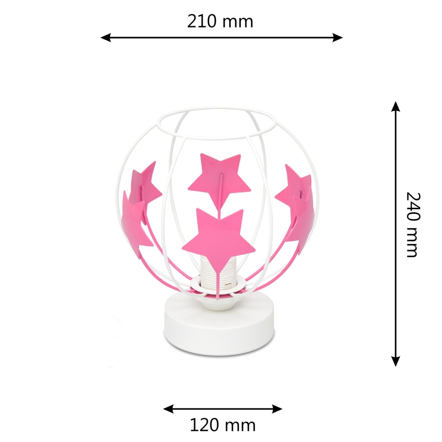 Dečija stona lampa STARS 1xE27/15W/230V roze/bela