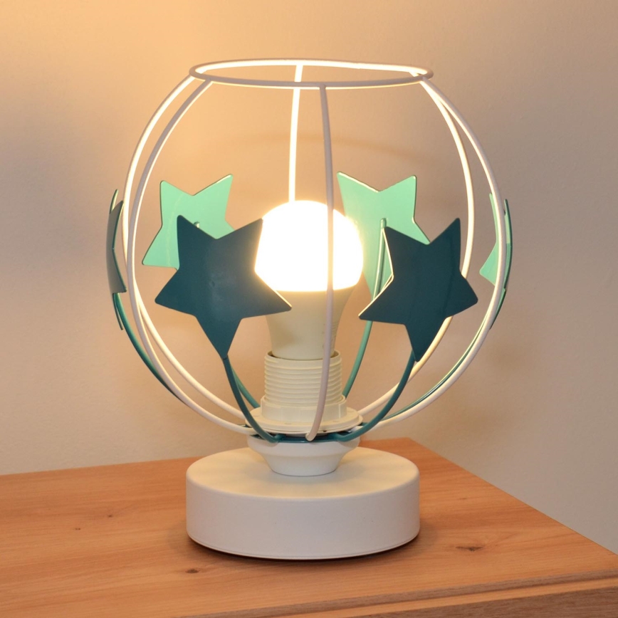 Dečija stona lampa STARS 1xE27/15W/230V tirkizna/bela