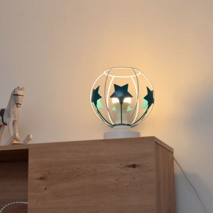 Dečija stona lampa STARS 1xE27/15W/230V tirkizna/bela