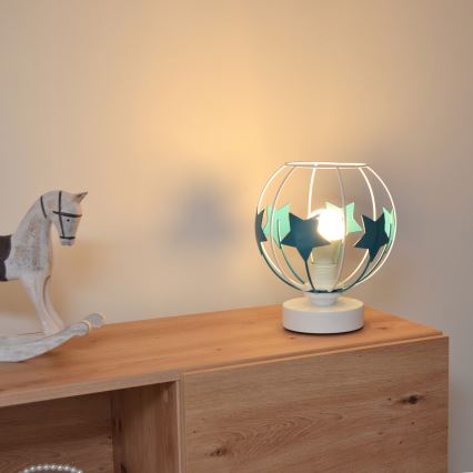 Dečija stona lampa STARS 1xE27/15W/230V tirkizna/bela