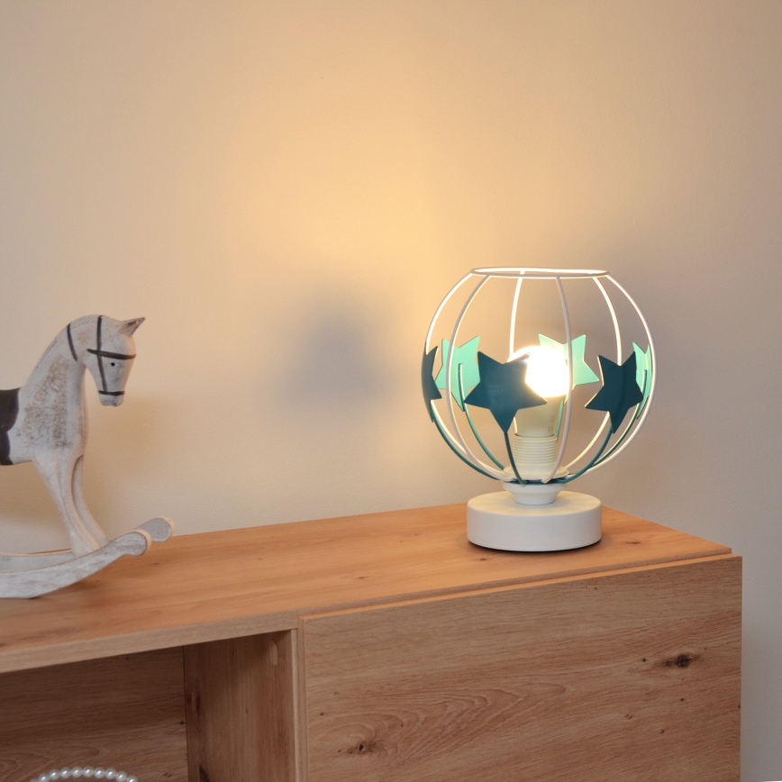Dečija stona lampa STARS 1xE27/15W/230V tirkizna/bela