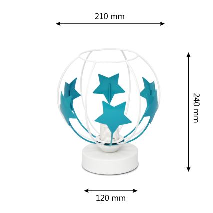 Dečija stona lampa STARS 1xE27/15W/230V tirkizna/bela
