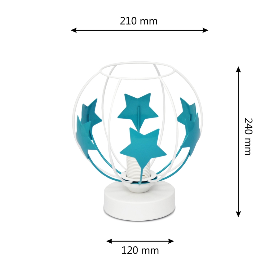 Dečija stona lampa STARS 1xE27/15W/230V tirkizna/bela