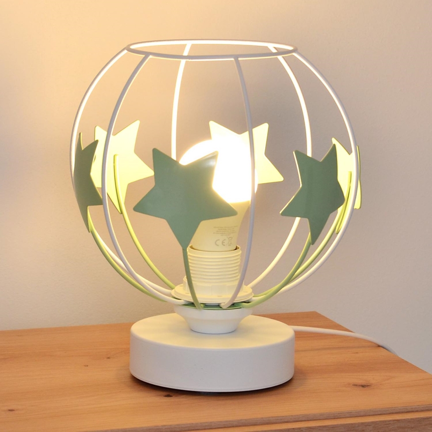 Dečija stona lampa STARS 1xE27/15W/230V zelena/bela