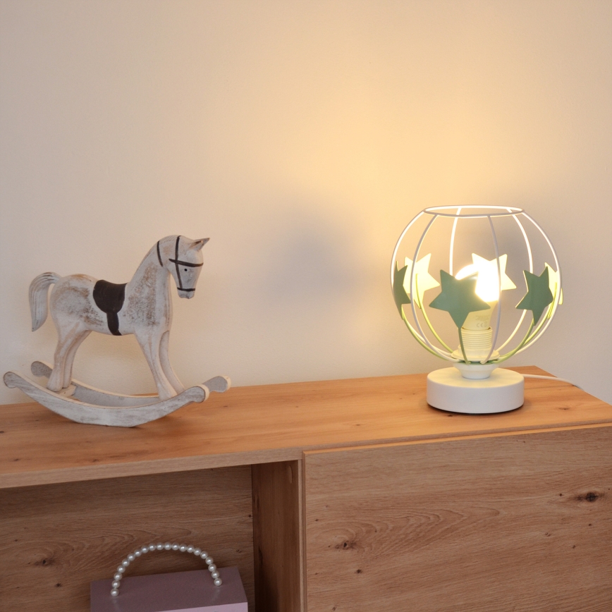Dečija stona lampa STARS 1xE27/15W/230V zelena/bela