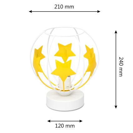 Dečija stona lampa STARS 1xE27/15W/230V žuta/bela