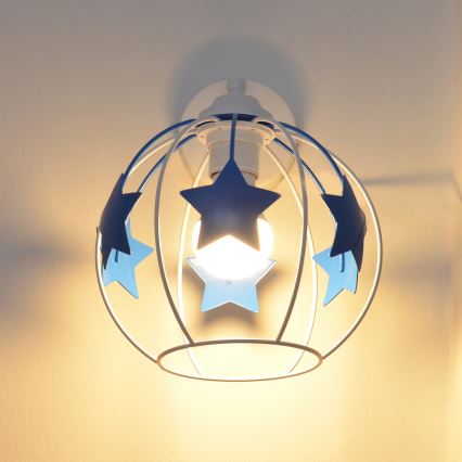 Dečija zidna lampa STARS 1xE27/15W/230V plava/bela