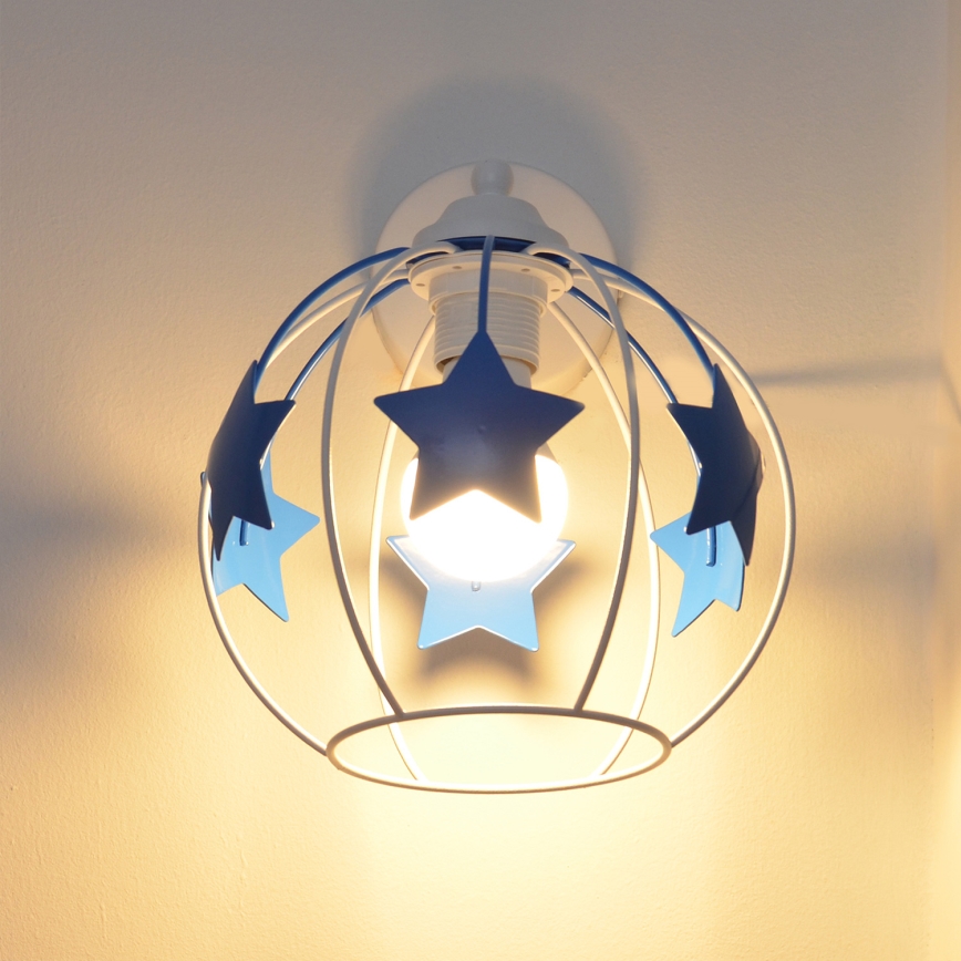 Dečija zidna lampa STARS 1xE27/15W/230V plava/bela
