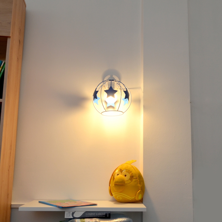 Dečija zidna lampa STARS 1xE27/15W/230V plava/bela