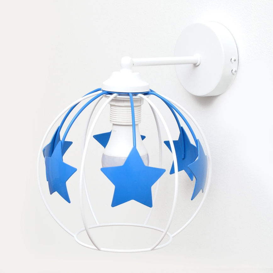 Dečija zidna lampa STARS 1xE27/15W/230V plava/bela