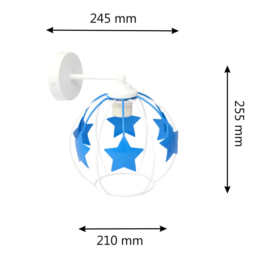 Dečija zidna lampa STARS 1xE27/15W/230V plava/bela