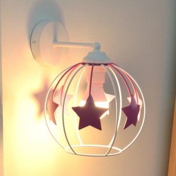 Dečija zidna lampa STARS 1xE27/15W/230V roze/bela