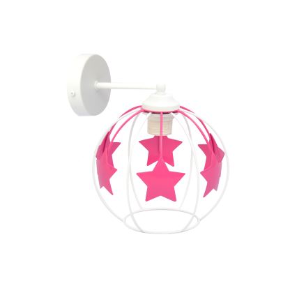 Dečija zidna lampa STARS 1xE27/15W/230V roze/bela