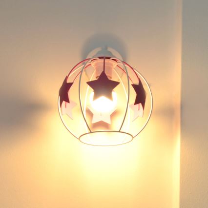 Dečija zidna lampa STARS 1xE27/15W/230V roze/bela