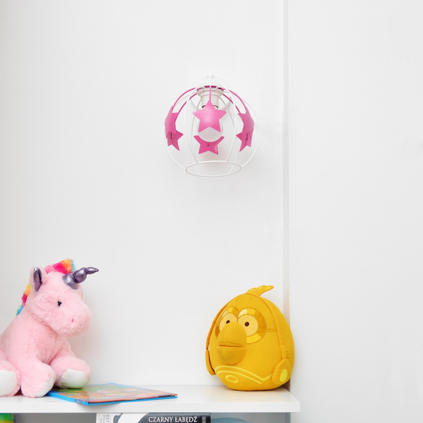 Dečija zidna lampa STARS 1xE27/15W/230V roze/bela