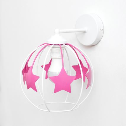 Dečija zidna lampa STARS 1xE27/15W/230V roze/bela