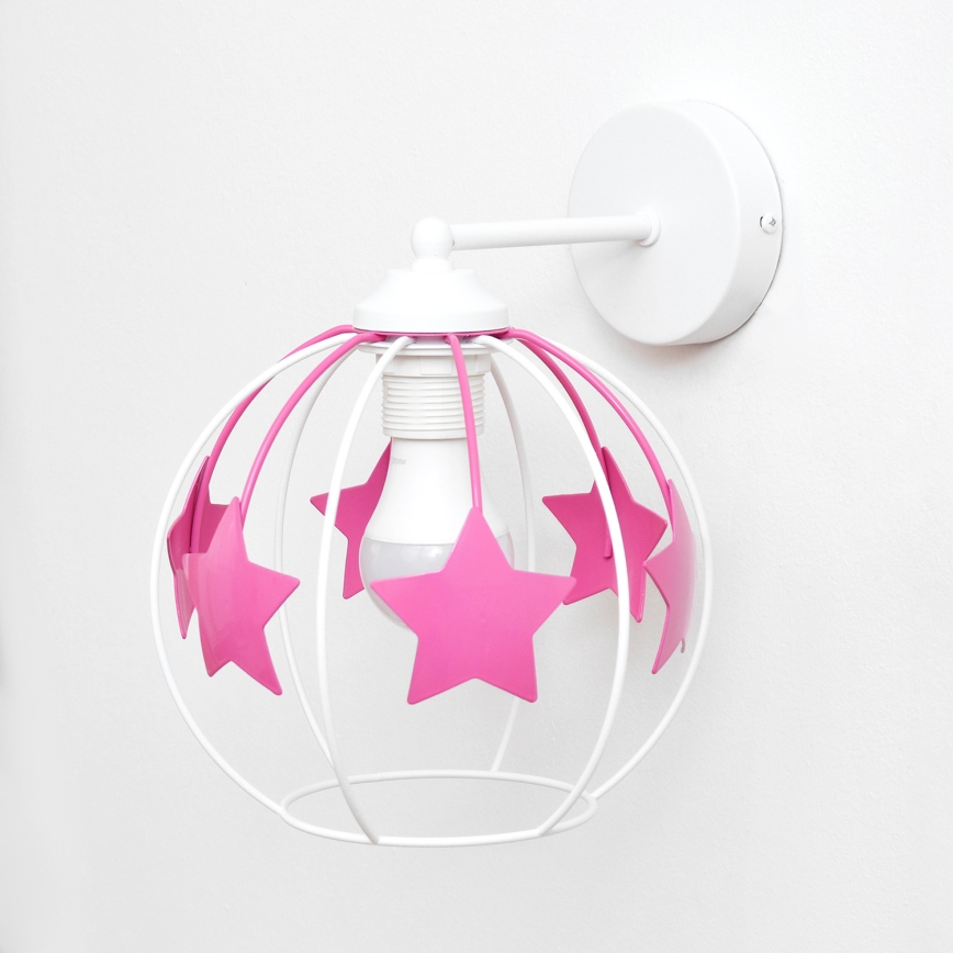Dečija zidna lampa STARS 1xE27/15W/230V roze/bela