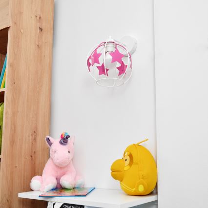 Dečija zidna lampa STARS 1xE27/15W/230V roze/bela