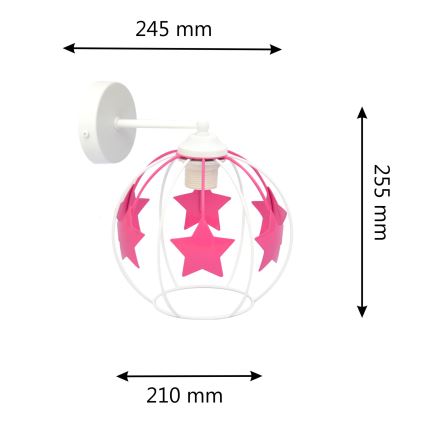 Dečija zidna lampa STARS 1xE27/15W/230V roze/bela