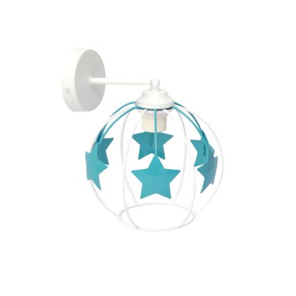 Dečija zidna lampa STARS 1xE27/15W/230V tirkizna/bela
