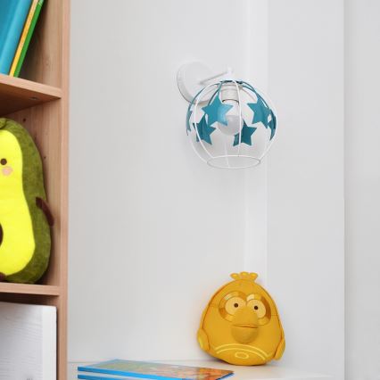 Dečija zidna lampa STARS 1xE27/15W/230V tirkizna/bela