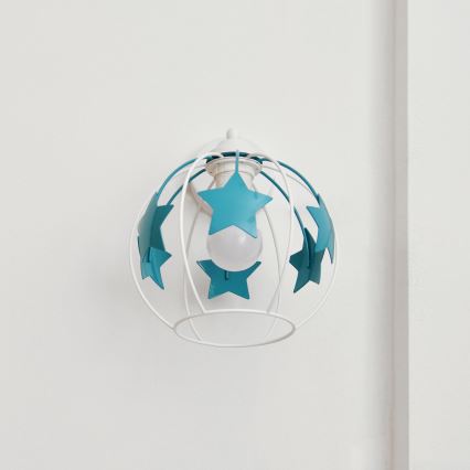 Dečija zidna lampa STARS 1xE27/15W/230V tirkizna/bela