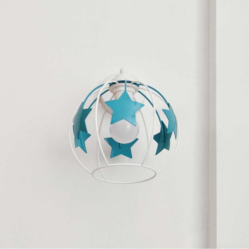Dečija zidna lampa STARS 1xE27/15W/230V tirkizna/bela