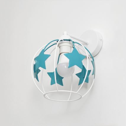 Dečija zidna lampa STARS 1xE27/15W/230V tirkizna/bela