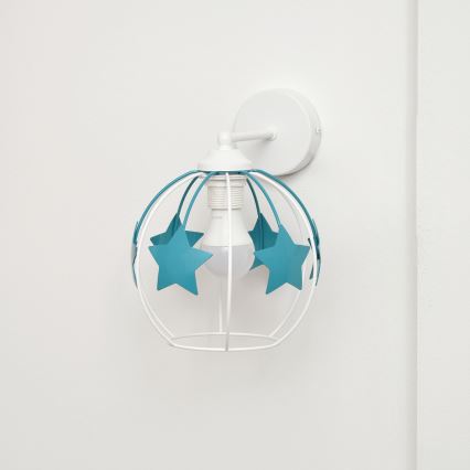 Dečija zidna lampa STARS 1xE27/15W/230V tirkizna/bela