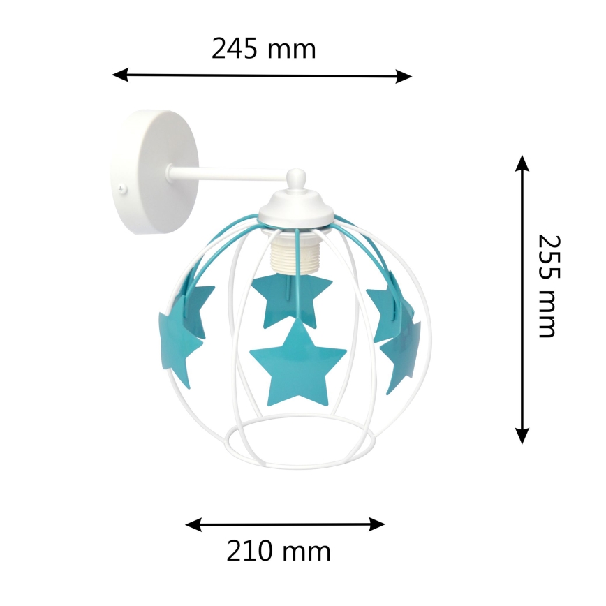 Dečija zidna lampa STARS 1xE27/15W/230V tirkizna/bela
