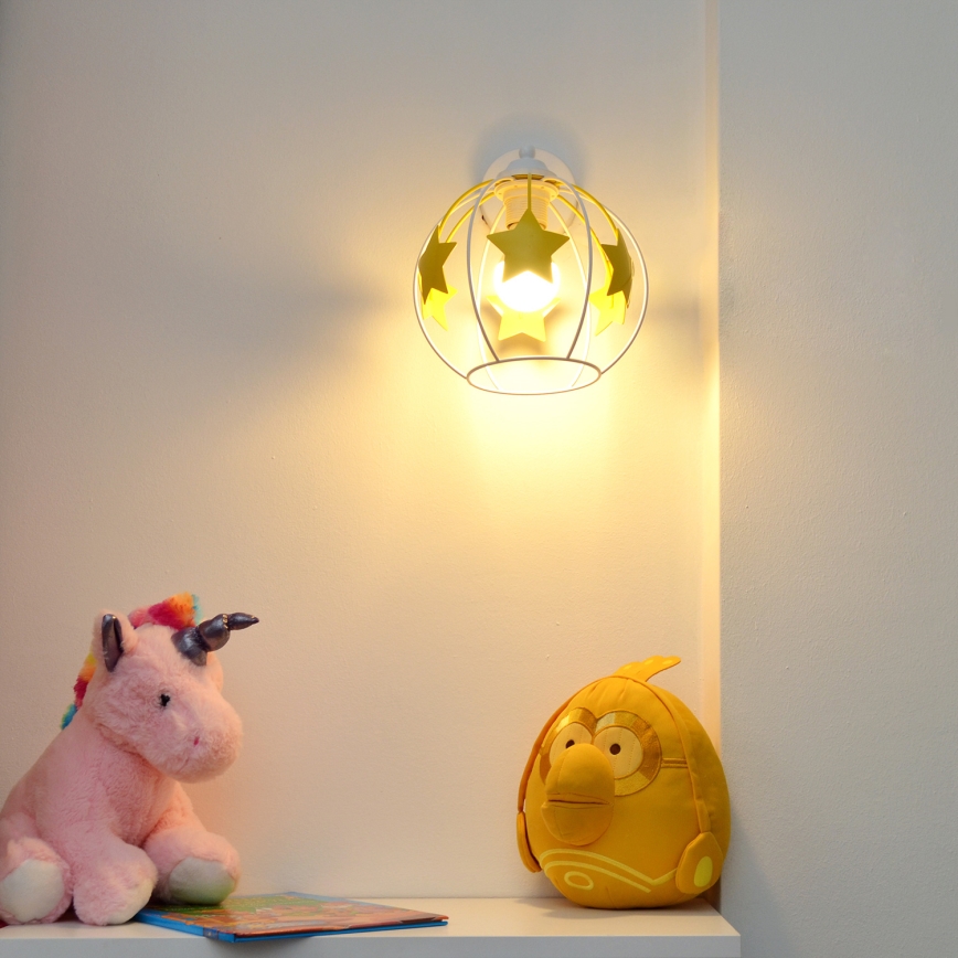 Dečija zidna lampa STARS 1xE27/15W/230V žuta/bela