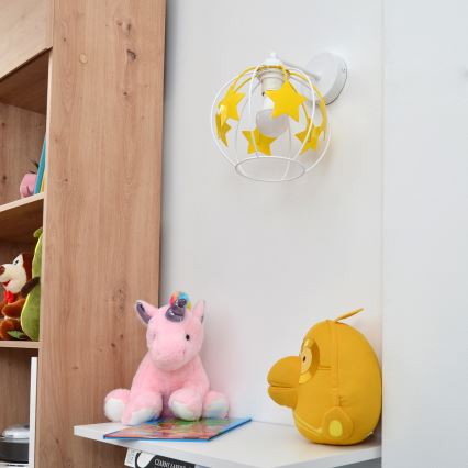 Dečija zidna lampa STARS 1xE27/15W/230V žuta/bela