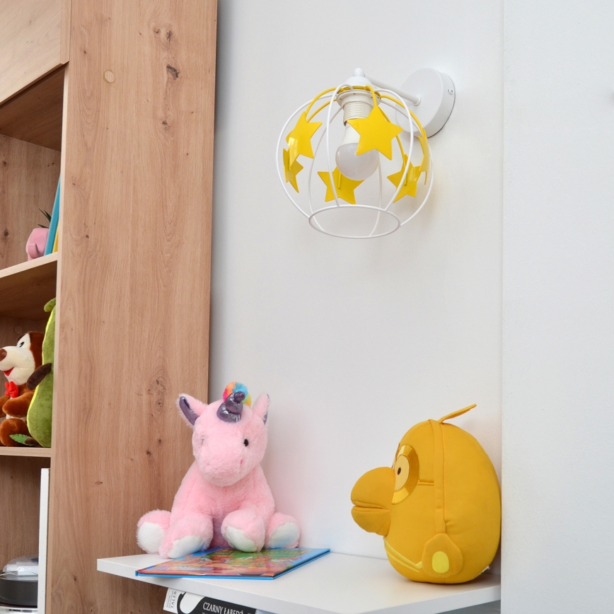 Dečija zidna lampa STARS 1xE27/15W/230V žuta/bela