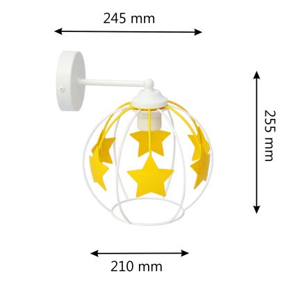Dečija zidna lampa STARS 1xE27/15W/230V žuta/bela