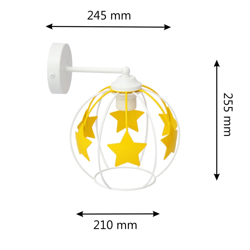 Dečija zidna lampa STARS 1xE27/15W/230V žuta/bela