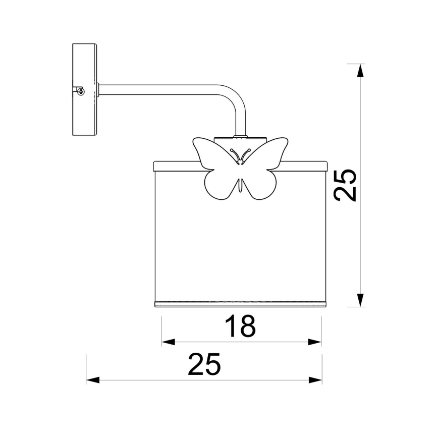 Dečija zidna lampa SWEET 1xE27/15W/230V bela/leptir