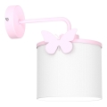 Dečija zidna lampa SWEET 1xE27/15W/230V bela/roze/leptir