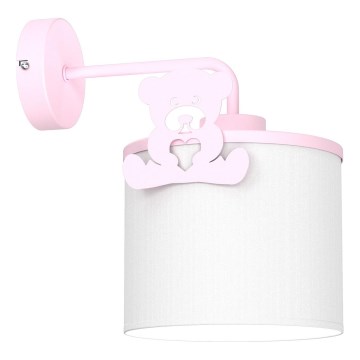 Dečija zidna lampa SWEET 1xE27/15W/230V bela/roze/medvedić