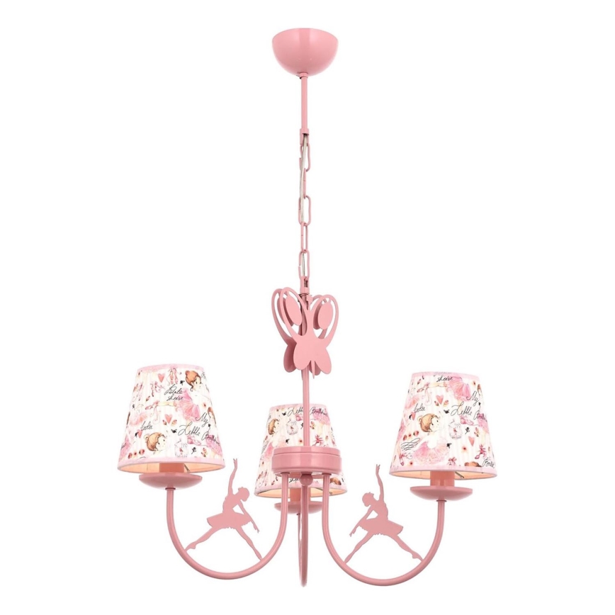 Dečiji luster BALLENNA 3xE14/40W/230V, ružičast