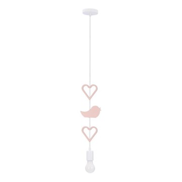 Dečiji luster na kablu HEART 1xE27/20W/230V roze/bela