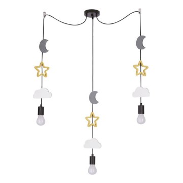 Dečiji luster na kablu TRIO 3xE27/20W/230V siva/žuta/bela