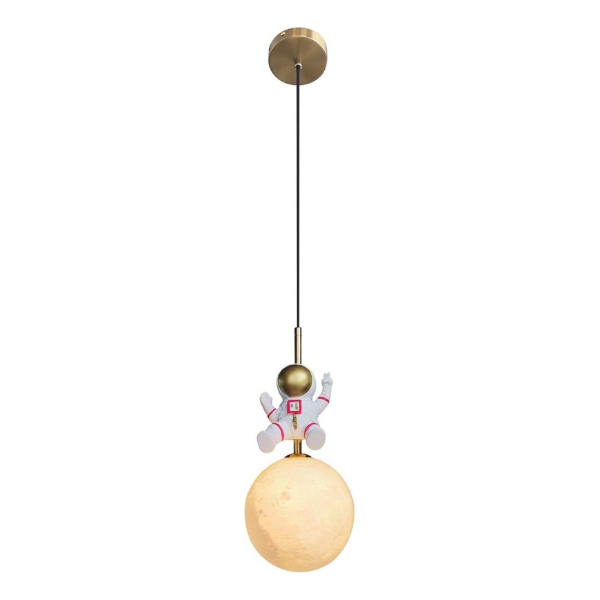 Dečiji luster na sajli ASTRONAUT 1xE27/60W/230V pr. 15 cm zlatna/bež