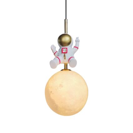 Dečiji luster na sajli ASTRONAUT 1xE27/60W/230V pr. 15 cm zlatna/bež