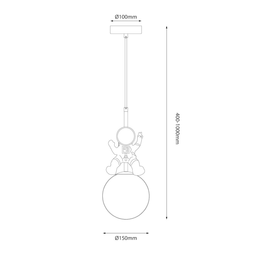 Dečiji luster na sajli ASTRONAUT 1xE27/60W/230V pr. 15 cm zlatna/bež